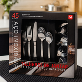 طقم أدوات مائدة من الستانلس ستيل – 45 قطعة من C&E Kitchenware